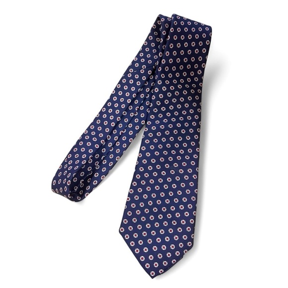 Brooks Brothers Other - Vintage 1980s Brooks Brothers all silk tie in navy blue with white & red pattern